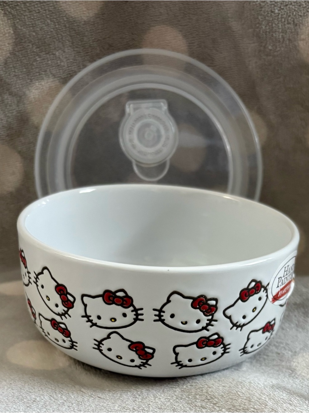 Hello Kitty White Ceramic Bowl with Vented Lid - NEW